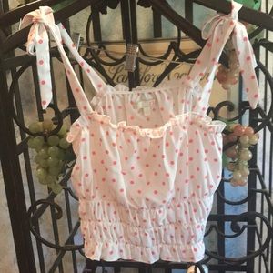 Dainty Pink and white top. Cute and flirty. Size S